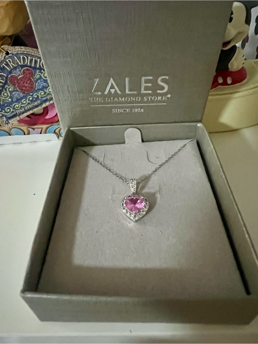 Zales Pink Heart Halo Pendant Necklace - white Gold She Said Yes